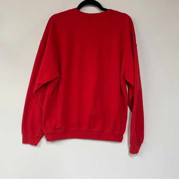 Gildan Women’s Vintage 90s Red Sweatshirt Snowman Holiday Winter Cardinal Frosty - Picture 4 of 4